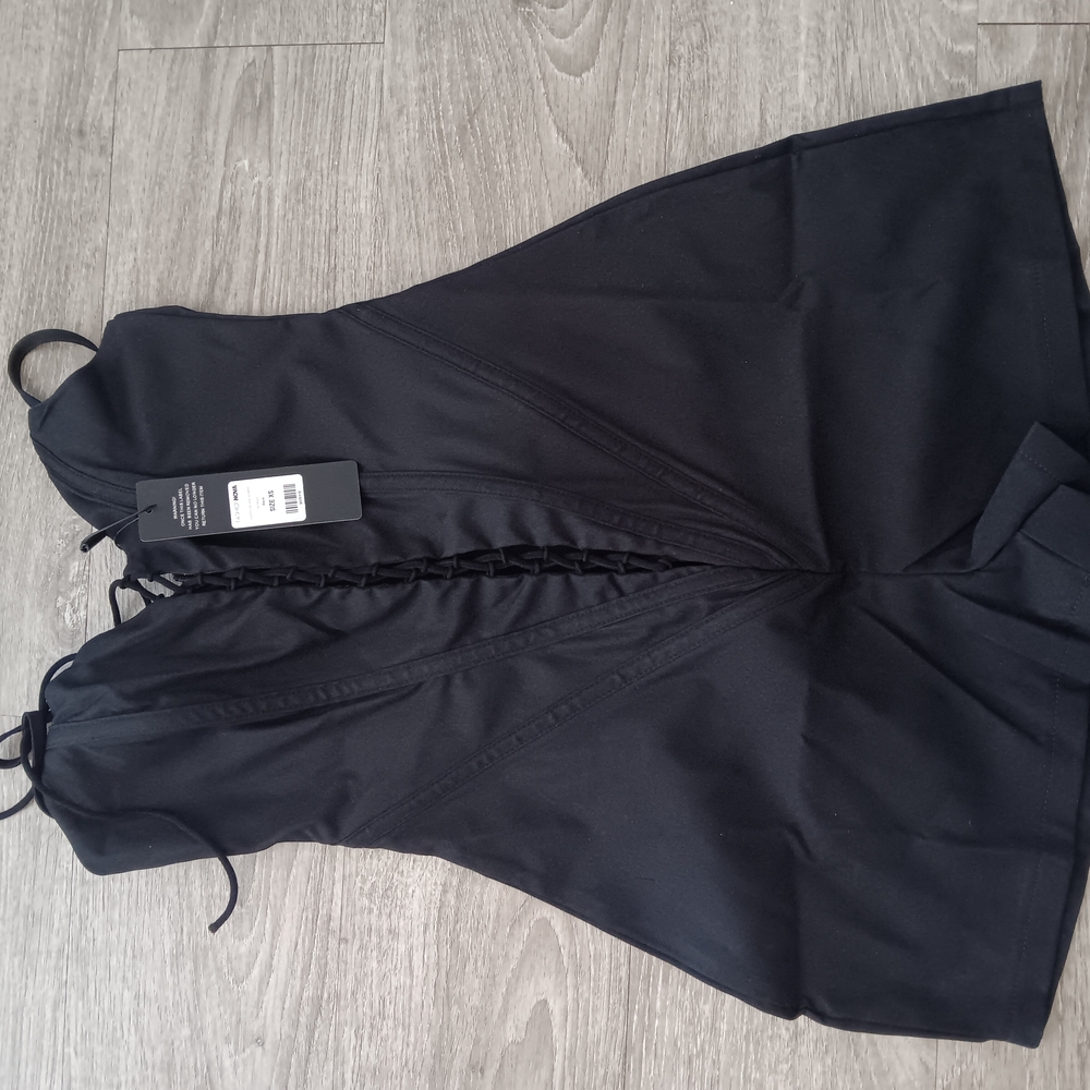 Lace Up Black Romper Nwt